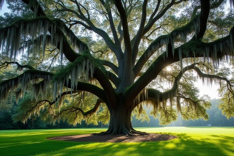 Sprawling live oak tree with Spanish moss